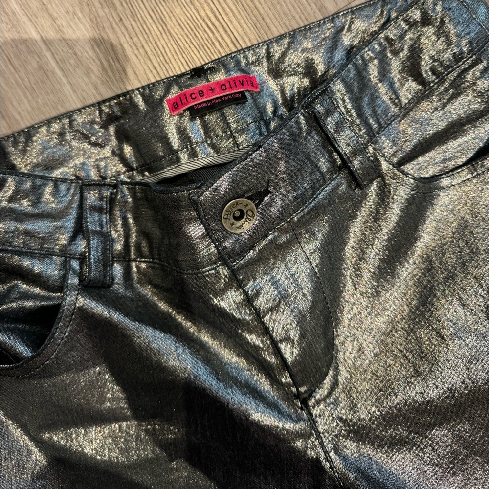Alice + Olivia Metallic Skinny Jeans